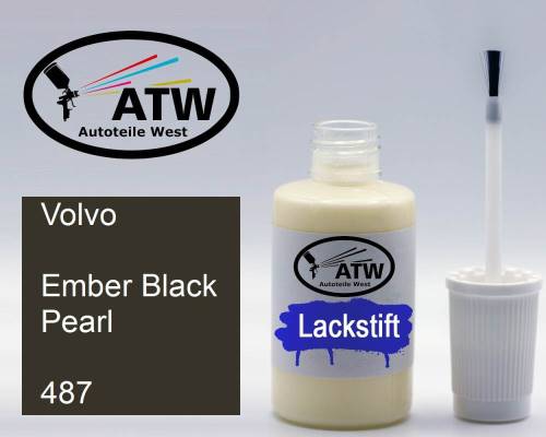 Volvo, Ember Black Pearl, 487: 20ml Lackstift, von ATW Autoteile West.